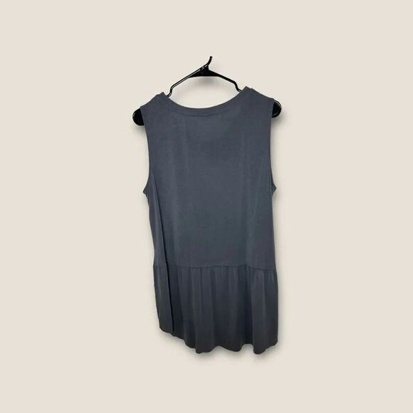 MOTE Sleeveless Peplum Hi Low Tank Top Shirt XL Soft Modal Blend Dusty Blue - Picture 2 of 4